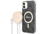 Zestaw Guess Gubpn61H4Eacsk Custodia+Caricatore Iphone 11 6,1 Czarny/Nero Custodia Rigida 4G Stampa Magsafe
