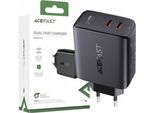 Caricabatterie Acefast 2X Usb Tipo C 40W, Pps, Pd, Qc 3.0, Afc, Fcp Nero (A9 Nero)