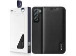 Dux Ducis Hivo Custodia Con Patta In Pelle Naturale Portafoglio Per Carte E Documenti Samsung Galaxy S22+ (S22 Plus) Nero
