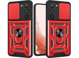Custodia Hybrid Armor Camshield Per Samsung Galaxy S23+ Custodia Blindata Con Copertura Della Fotocamera Rossa