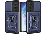Custodia Hybrid Armor Camshield Per Samsung Galaxy S23+ Custodia Blindata Con Copertura Della Fotocamera Blu