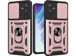 Custodia Hybrid Armor Camshield Per Samsung Galaxy A14 Custodia Blindata Con Copertura Della Fotocamera Rosa