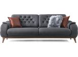 Divano A 3 Posti In Legno Moderno Arredamento Per Il Soggiorno Colore Grigio Lusso Chesterfield
