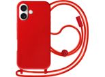 Avizar, Custodia Protettiva Per Iphone 16 Soft Touch Con Catena Di Trasporto Elegante, Rosso