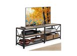 Tectake® Tv-Regal, Industrial Style, 3 Offene Etagen, Seitliche X-Streben, 141 X 41,5 X 50,5 Cm