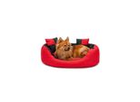Lettino Per Cani Lionto, Elegante Cesto Per Cani 4 In 1, Idrorepellente, Antigraffio E Di Facile Manutenzione, 65X50 Cm, Rosso/Nero