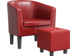 Vidaxl Sedia Club Con Poggiapiedi In Pelle Finta Rosso Vino