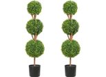 Palla Di Bosso Artificiale Alta 122 Cm Decorazione Da Giardino Bosso In Vaso Da Fiori Palla Di Bosso Artificiale Pianta Artificiale In Pe, Legno, Pp Incl. 2 Pz. Luci Led Decorative E 10 Pz. Foglie Di Ricambio