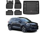 Set Di Tappetini E Fodere Per Il Bagagliaio Omac Per Volvo XC40 2017-2025 In Gomma Nera 5X