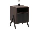 Comodino HWC-O40, Comodino Mobile, Cassetto Mdf Metallo Melamina 59X40X40Cm ~ Aspetto Noce
