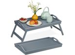 Relaxdays Set Di 2 Vassoi Da Letto Grigi