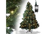 Yakimz 210 Albero Di Natale Artificiale Con 1200 Aghi In Pvc, 400 Luci Led Bianco Caldo E Supporto In Metallo, Abete, Albero Di Natale
