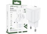 Acefast A73 Mini Pd 20W Caricabatterie Gan + Cavo Usb-C - Bianco