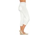 Capri 3/4 Leggings Donna Cotone Pantaloni Vita Alta Tasche Bianco M-36