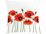 Abakuhaus Federa Per Cuscino Con Motivi Floreali, Papaveri Primaverili, Bouquet Botanico Pastorale, Tema Natura, 40 X 40 Cm, Rosso E Verde