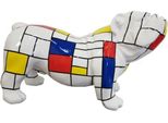 Casa Padrino Figura Decorativa Di Design Cane Bulldog Bianco / Multicolore 55 X H. 32 Cm - Scultura Decorativa Resistente Alle Intemperie - Decorazione Soggiorno - Decorazione Giardino - Figura Animale Di Design