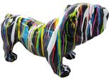 Casa Padrino Figura Decorativa Di Design Cane Bulldog Nero / Multicolore 55 X H. 32 Cm - Scultura Decorativa Resistente Alle Intemperie - Decorazione Soggiorno - Decorazione Giardino - Figura Animale Di Design
