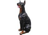Casa Padrino Figura Decorativa Cane Dobermann Nero/Marrone 29 X 42 X H. 92 Cm - Scultura Decorativa Resistente Alle Intemperie - Decorazione Soggiorno - Decorazione Giardino - Figura Animale Decorativa