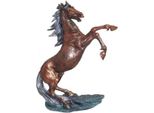 Casa Padrino Figura Decorativa Cavallo Selvaggio Bronzo / Argento H. 92 Cm - Scultura Decorativa Resistente Alle Intemperie - Decorazione Soggiorno - Decorazione Giardino - Decorazione Di Design Figura Animale