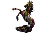Casa Padrino Figura Decorativa Di Design Cavallo Selvaggio Nero / Multicolore H. 92 Cm - Scultura Decorativa Resistente Alle Intemperie - Decorazione Per Il Soggiorno - Decorazione Per Il Giardino - Figura Animale Decorativa Di Design