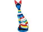 Casa Padrino Statuetta Decorativa Gatto A Strisce Multicolore H. 98 Cm - Scultura Decorativa Resistente Alle Intemperie - Decorazione Soggiorno - Decorazione Giardino - Statuetta Decorativa Animale