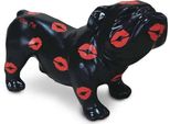 Casa Padrino Figura Decorativa Di Design Cane Bulldog Nero/Rosso 57 X 25 X H. 35 Cm - Scultura Decorativa Resistente Alle Intemperie - Decorazione Soggiorno - Decorazione Giardino - Figura Animale Decorativa Di Design