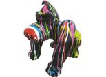 Casa Padrino Figura Decorativa Gorilla Scimmia Nero / Multicolore H. 70 Cm - Scultura Decorativa Resistente Alle Intemperie - Decorazione Soggiorno Giardino Terrazza