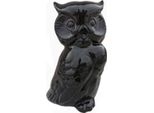 Casa Padrino Figura Decorativa Gufo Nero 24 X 20 X H. 38,5 Cm - Scultura Decorativa Resistente Alle Intemperie - Decorazione Soggiorno - Decorazione Giardino - Decorazione Terrazzo