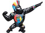 Casa Padrino Scultura Decorativa Di Design Gorilla Star Monkey Nero / Multicolore 89 X H. 75 Cm - Figura Decorativa Resistente Alle Intemperie - Decorazione Soggiorno Terrazzo Giardino