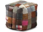 Sgabello Casa Padrino Multicolore 45 X 45 X H. 45 Cm - Sgabello A Forma Di Cubo In Vera Pelle - Poggiapiedi - Mobili Per Il Soggiorno
