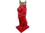 Casa Padrino Figura Decorativa Leone Con Rosso/Oro H. 80 Cm - Scultura Decorativa Resistente Alle Intemperie - Decorazione Soggiorno - Decorazione Giardino E Terrazza Figura Animale