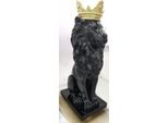 Casa Padrino Figura Decorativa Leone Con Nero/Oro H. 80 Cm - Scultura Decorativa Resistente Alle Intemperie - Decorazione Soggiorno - Decorazione Giardino E Terrazza Figura Animale