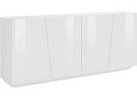 Dmora Credenza Apollo 43X200X86H Cm Bianco Lucido, Apertura Battente 4 Vani Italy