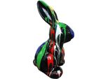 Casa Padrino Statuetta Decorativa Di Design Coniglio Nero / Multicolore H. 65 Cm - Scultura Decorativa Resistente Alle Intemperie - Statuetta Decorativa Da Salotto - Statuetta Decorativa Da Giardino - Statuetta Decorativa Per Animali - Accessori Decorativi