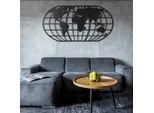 Wallity, Mappamondo - Nero, Decorazione Da Parete, Nero, Metallo, 60 X 120 Cm