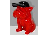 Casa Padrino Scultura Decorativa Xxl Cane Bulldog Rosso/Nero H. 100 Cm - Grande Figura Decorativa - Decorazione Da Salotto Xxl - Decorazione Da Giardino Xxl