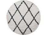 Vidaxl Tappeto Shaggy A Pelo Alto Moderno Crema E Nero Ø 100 Cm