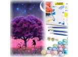 Set Pittura Per Numeri, Cornice, Quadro Creativo, Albero Viola, 40X40