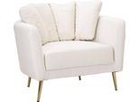 Dmora Poltrona Foster Oro Crema, Braccioli Peso Supportato 150 Kg