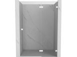 Mexen Lunar L Porta Doccia A Battente Destra 135 Cm, Trasparente, Bianco - 834L-135-000-20-00-P