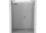 Mexen Lunar L Porta Doccia A Battente Sinistra 155 Cm, Trasparente, Grigio Canna Di Fucile Spazzolato - 834SL-155-050-66-00-L