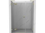 Mexen Lunar L Porta Doccia A Battente Sinistra 140 Cm, Trasparente, Dorata - 834SL-140-050-50-00-L