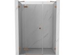 Mexen Lunar Porta Doccia A Battente Sinistra 120 Cm, Trasparente, Rame Spazzolato - 834S-120-050-65-00-L