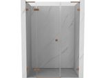 Mexen Lunar L Porta Doccia Battente Sinistra 155 Cm, Trasparente, Rame Spazzolato - 834SL-155-050-65-00-L