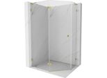 Mexen Lunar L Cabina Doccia Pentagonale Apribile Sinistra 90 X 80 Cm, Trasparente, Oro - 831L-090L-080P-50-00-L