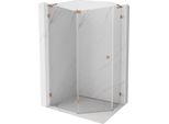 Mexen Lunar L Cabina Doccia Pentagonale Battente Sinistra 90 X 80 Cm, Trasparente, Rame Spazzolato - 831L-090L-080P-65-00-L