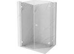 Mexen Lunar L Cabina Doccia Pentagonale A Battente Destra 90 X 100 Cm, Trasparente, Bianca - 831L-090P-100L-20-00-P