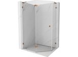 Mexen Lunar L Cabina Doccia Pentagonale A Battente Sinistra 90 X 80 Cm, Trasparente, Oro Rosa - 831L-090L-080P-60-00-L