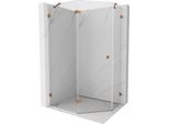 Mexen Lunar Cabina Doccia Pentagonale A Battente Sinistra 90 X 80 Cm, Trasparente, Oro Rosa - 831-090L-080P-60-00-L