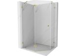 Mexen Lunar Cabina Doccia Pentagonale A Battente Sinistra 90 X 80 Cm, Trasparente, Oro - 831-090L-080P-50-00-L